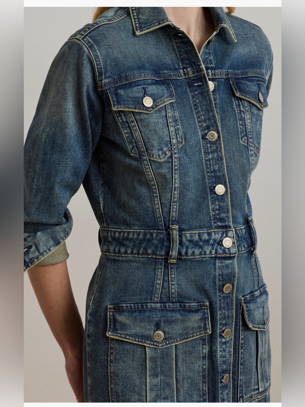 NWT Lauren Ralph Lauren Long-Sleeve Denim shirtdress Size 2 - Picture 3 of 6